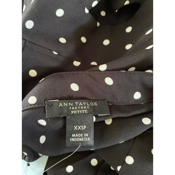 Ann Taylor Blouse Shell Black & White Polka Dot Size XXS Petite Career New w Tag - Picture 5 of 16